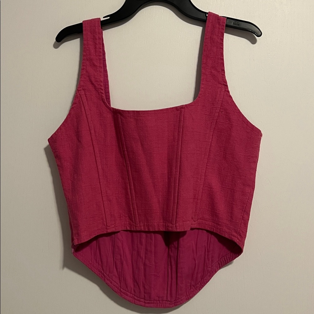 Aureta Revolve Sophia Bustier Corset fuchsia crop top neckline Size L romantic - Picture 4 of 4